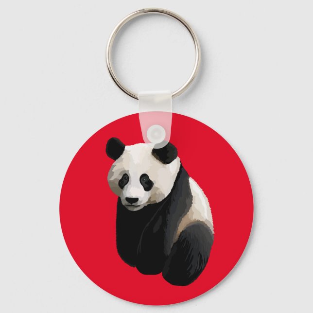 Realistisk Panda Red Keychain Nyckelring (Framsida)