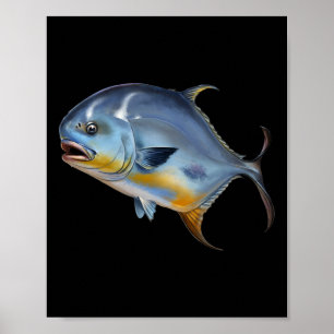 Realistisk Permit Fisk För Fiskare Eller Iktyologi Poster