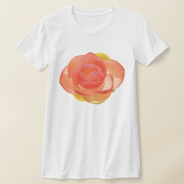 Realistisk Persika Näckrosblomma T-Shirt (Laydown)