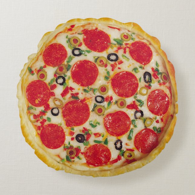 Realistisk pizzakudde rund kudde (Framsidan)