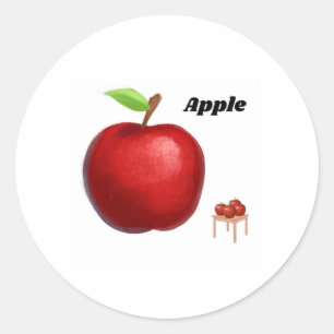 Realistisk röd äpple-dekal – Fruktillustration f Runt Klistermärke