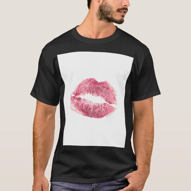 Realistisk rosa läppar, isolerad kyss t shirt (Framsida)