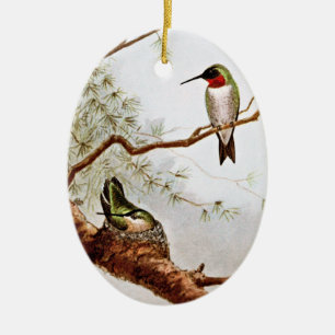Realistisk Ruby-Throated Hummingbirdkonst Julgransprydnad Keramik