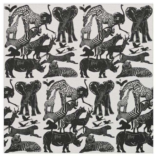 Realistisk Safari African Animal Nature Fabric Tyg (Provkarta)