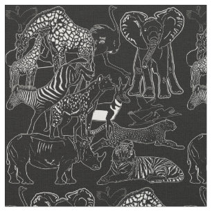 Realistisk Safari-Afrikans djurskortiksstruktur Tyg