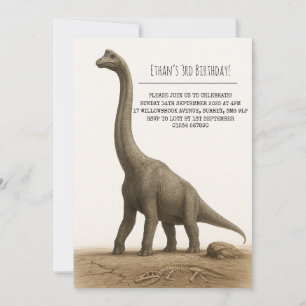 Realistisk Sauropod-Dinosaurie med Fossil Födelsed Inbjudningar