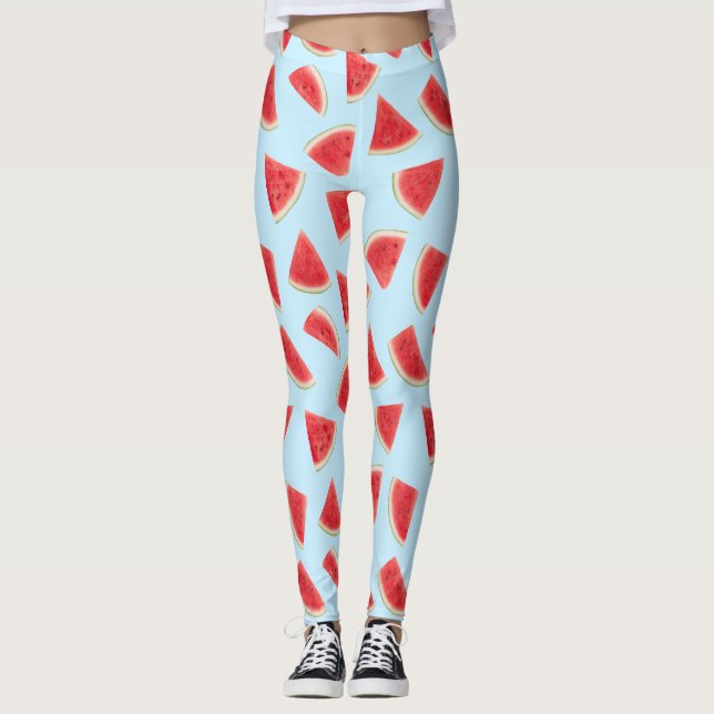 Realistisk skiva av vattenmelon sommar mönster leggings (Framsida)