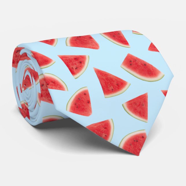 Realistisk skiva av vattenmelon sommar mönster slips (Rullad)