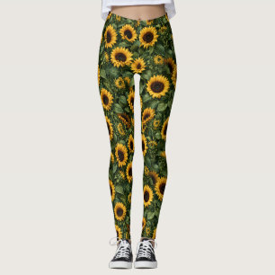 Realistisk solros botanisk konst leggings