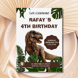 Realistisk T-Rex Jungle Dinosaur Birthday Inbjudningar