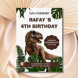 Realistisk T-Rex Jungle Dinosaur Birthday Inbjudningar