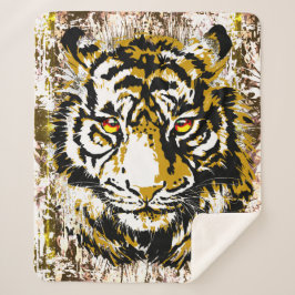 Realistisk tiger - Coola Tiger Head Sherpa Blanket