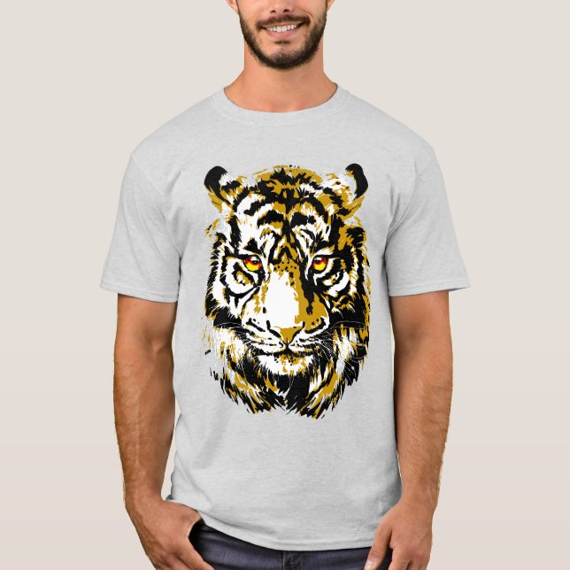 Realistisk tiger - Coola Tiger Head Teckning T Shirt (Framsida)