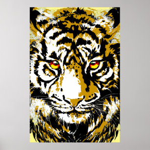 Realistisk tigerPoster - Beige Tiger Head Teckning Poster