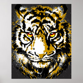 Realistisk tigerPoster - Coola Tiger Head Teckning Poster