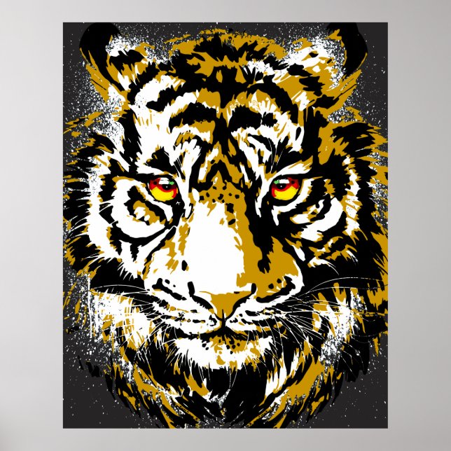 Realistisk tigerPoster - Coola Tiger Head Teckning Poster (Framsidan)