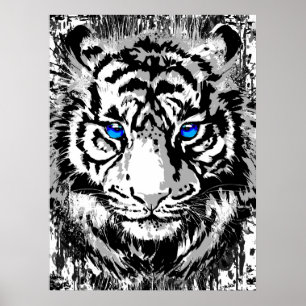 Realistisk tigerPoster - Vit tigerhuvud Poster