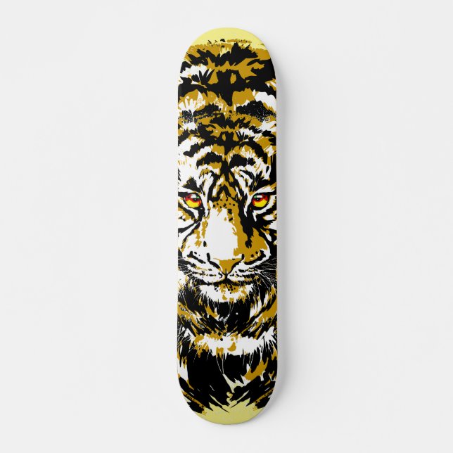 Realistisk tigerskateboard - tigerhuvud Teckning Mini Skateboard Bräda 18,5 Cm (Framsida)