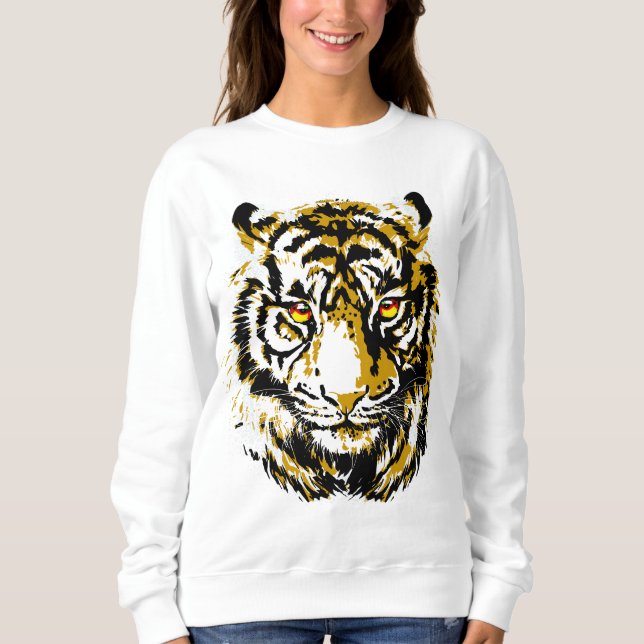 Realistisk tigertröja - Coola Tiger Head T Shirt (Framsida)