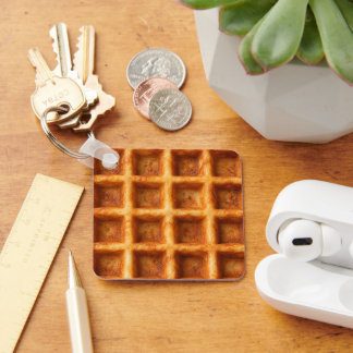 Realistisk Toastad Fyrkantig Våffel Matdesign Nyckelring