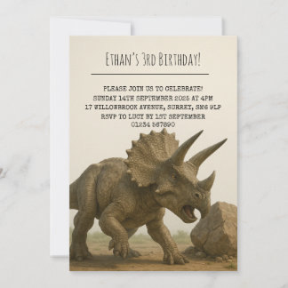 Realistisk triceratops Dinosaur i Rocky Birthday Inbjudningar