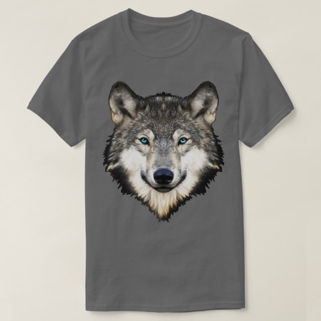 Realistisk Varg Ansikte T Shirt (Design framsida)