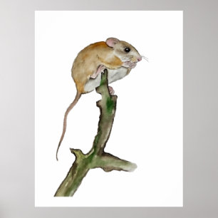 Realistisk vattenfärgsmus i träd poster