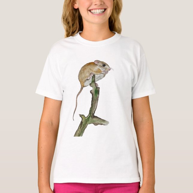 Realistisk vattenfärgsmus i träd t shirt (Framsida)