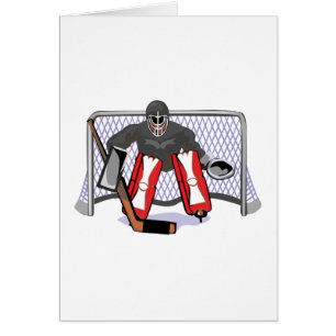 realistisk vektorillustration av ishockeygoalie hälsningskort