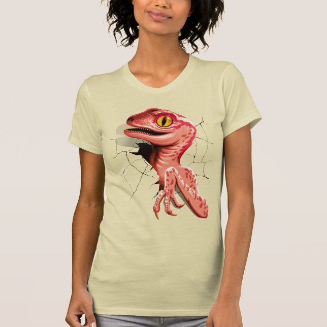Realistisk Velociraptor Dinosaur Hatching T Shirt (Framsida)