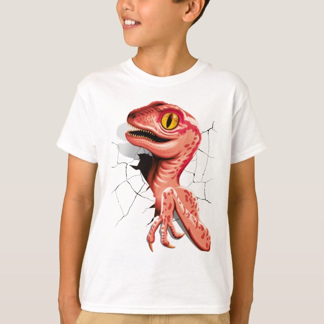 Realistisk Velociraptor Dinosaur Hatching T Shirt (Framsida)