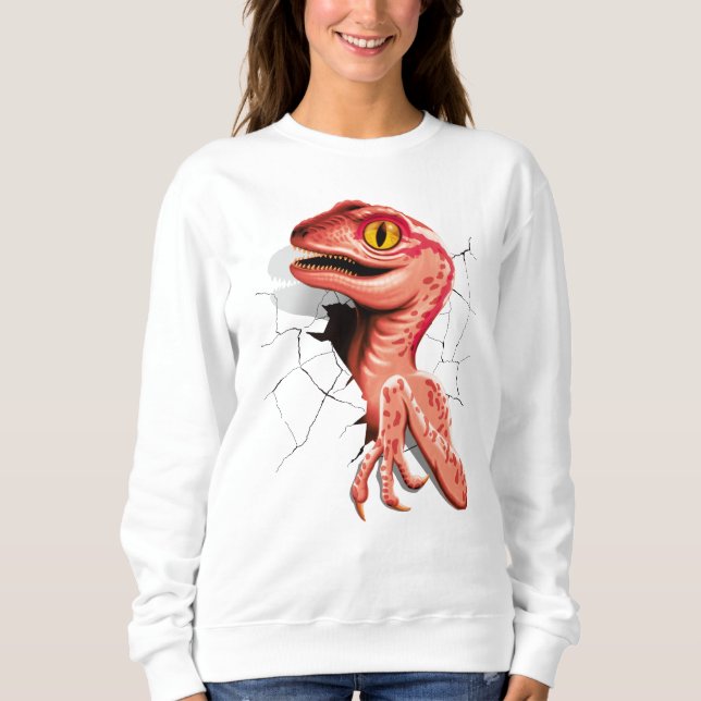 Realistisk Velociraptor Dinosaur Hatching T Shirt (Framsida)