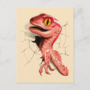 Realistisk Velociraptor Dinosaur Hatching Vykort