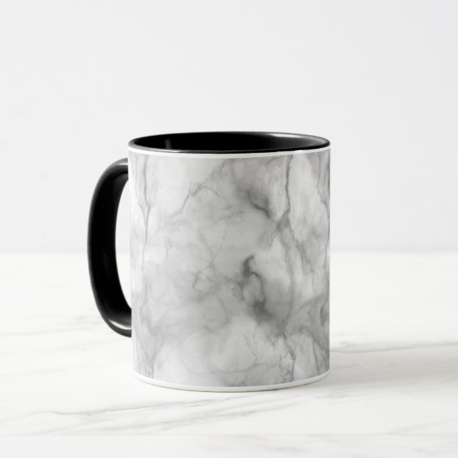 Realistisk vit marmor-design mugg (Framsida vänster)