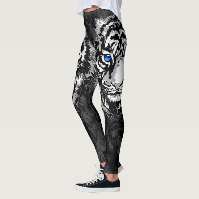 Realistisk vit tigerhuvud - Tiger Leggings (Vänster)