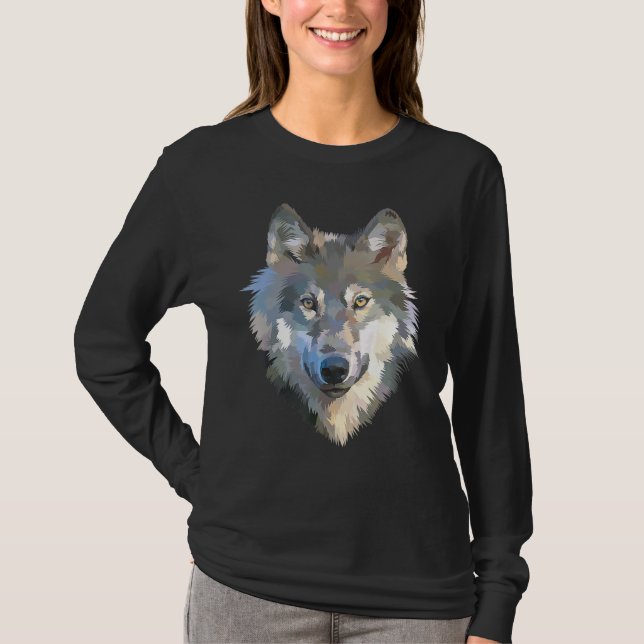 Realistisk vit Varg Realistic Animal Print T Shirt (Framsida)