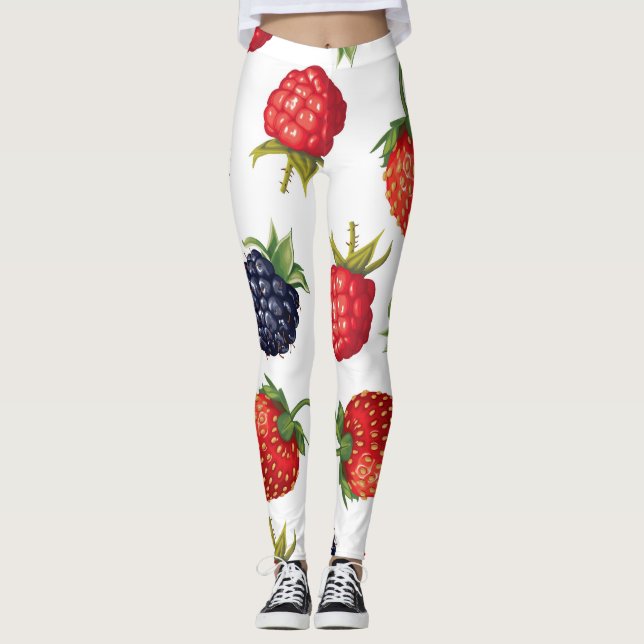 Realistiska berries Delicious Seamless Mönster Leggings (Framsida)