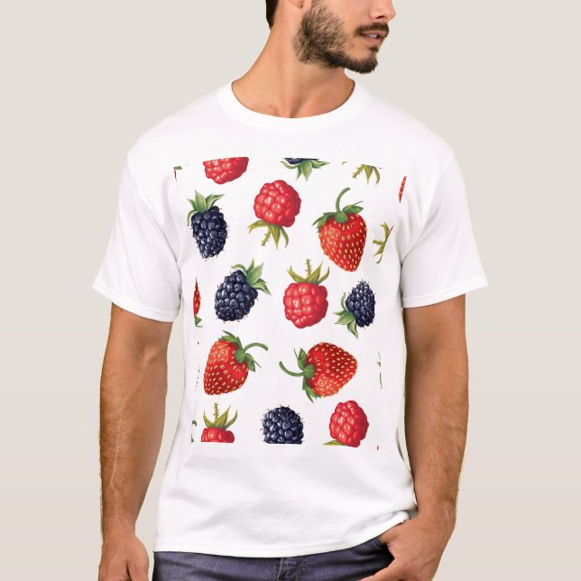Realistiska berries Delicious Seamless Mönster T Shirt (Framsida)