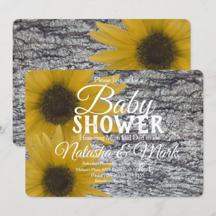 Realistiska Björk Sunflower Baby Shower Inbjudningar