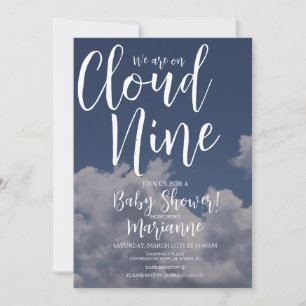 Realistiska moln Cloud Nine Baby Shower Inbjudan