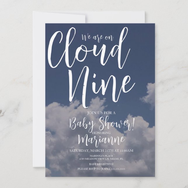 Realistiska moln Cloud Nine Baby Shower   Inbjudan (Framsida)