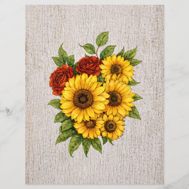 Realistiska Rustika Blommor Decoupage & Scrapbook (Framsida)