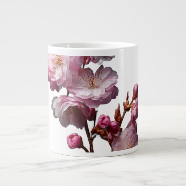 Realistiska Sakura-blommor Jumbo Mugg (Framsidan)