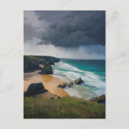 Realistiska stormmoln över tårblått hav Cornwall Vykort
