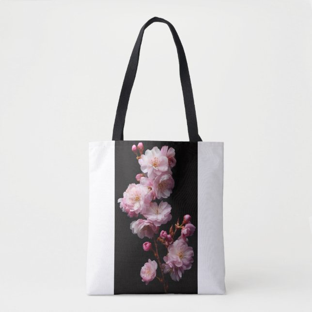 Realistiska svarta Sakura-blommor  Tygkasse (Framsida)