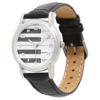 Realistiska svarta vita pianotangentbordstangenter armbandsur