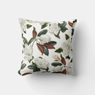 Realistiskt botaniskt magnolia blommor och löv kudde