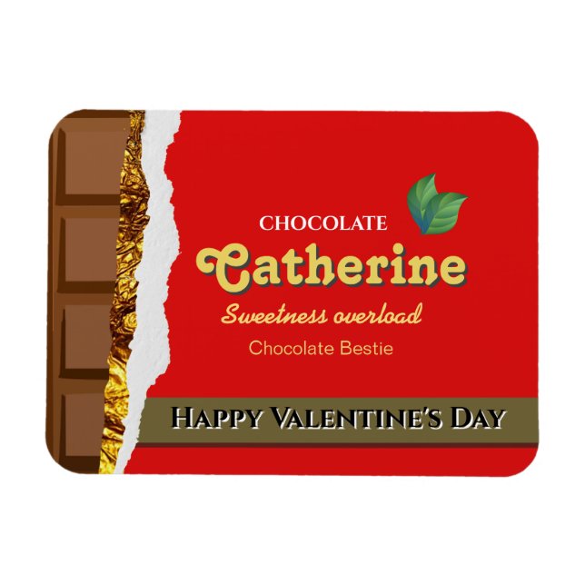 Realistiskt brun och röd Valentines Chocolate Funn Magnet (Horisontell)