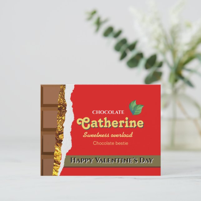 Realistiskt brun och röd Valentines Chocolate Funn Vykort (Stående Fram)