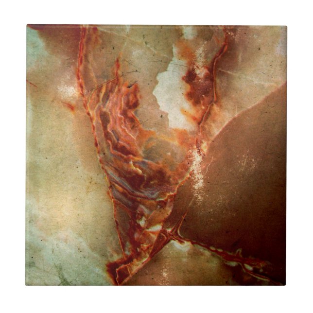 Realistiskt bruna faux marble Stone Mönster 2 Kakelplatta (Framsidan)